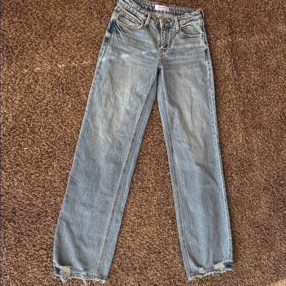 VERVET BY FLYING MONKEY Light Blue Straight Leg Jeans low rise Baggy